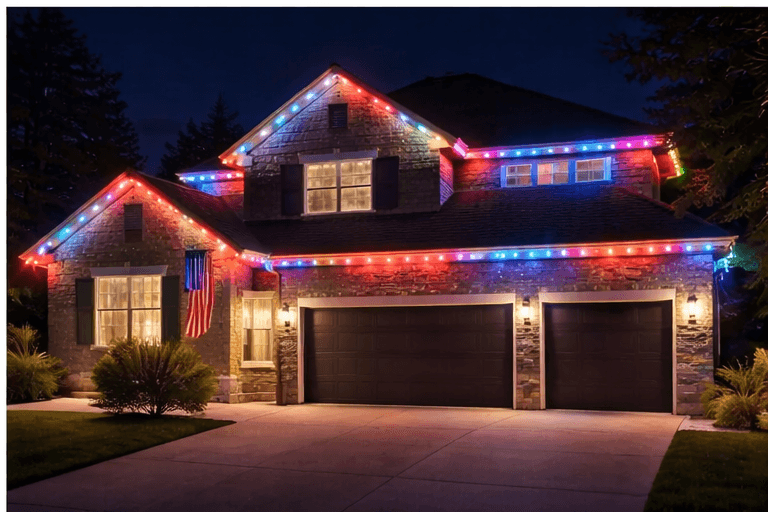 Permanent LED roofline lighting example