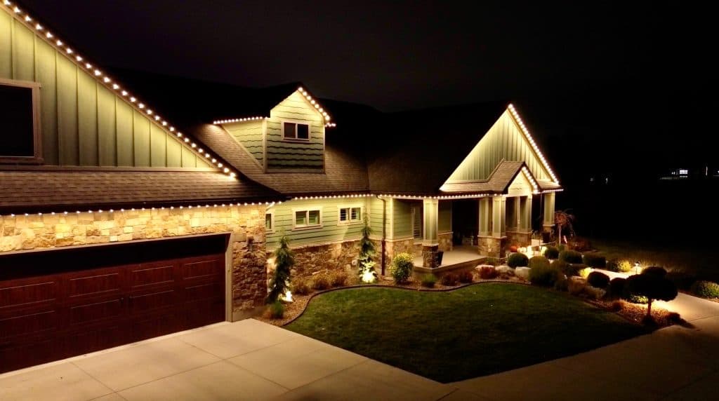 TruLight manufacturer example: Permanent LED lighting at night on a home