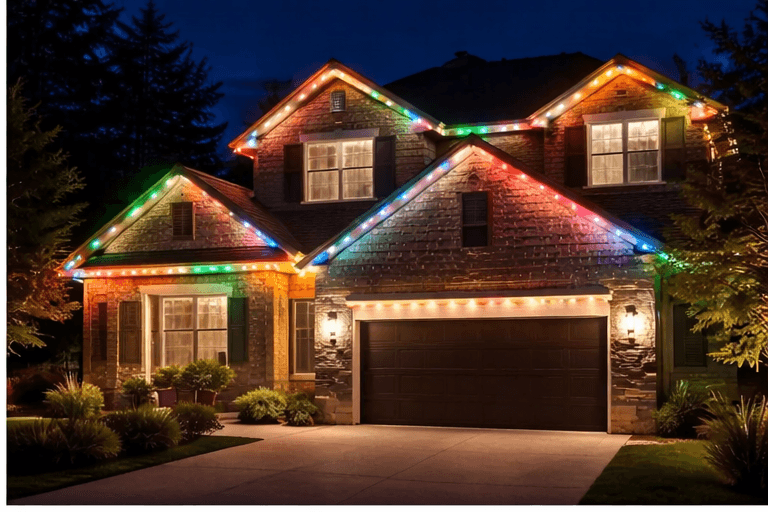 Permanent LED roofline lighting example